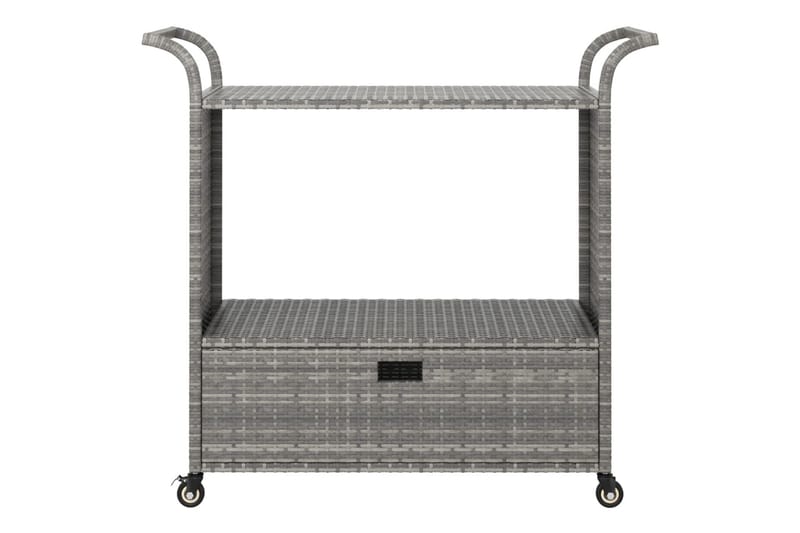 Serveringsvogn med skuff grå 100x45x97 cm polyrotting - Grå - Møbler - Bord - Serveringsvogn - Kjøkkenvogn & kjøkkentralle