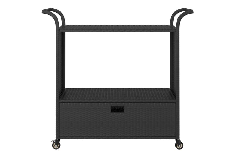 Serveringsvogn med skuff svart 100x45x97 cm polyrotting - Svart - Møbler - Bord - Serveringsvogn - Kjøkkenvogn & kjøkkentralle