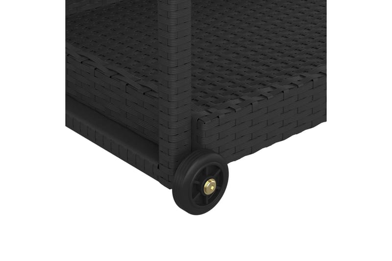 Serveringsvogn svart 100x45x83 cm polyrotting - Svart - Rullebord & rullevogn - Kjøkkenvogn & kjøkkentralle