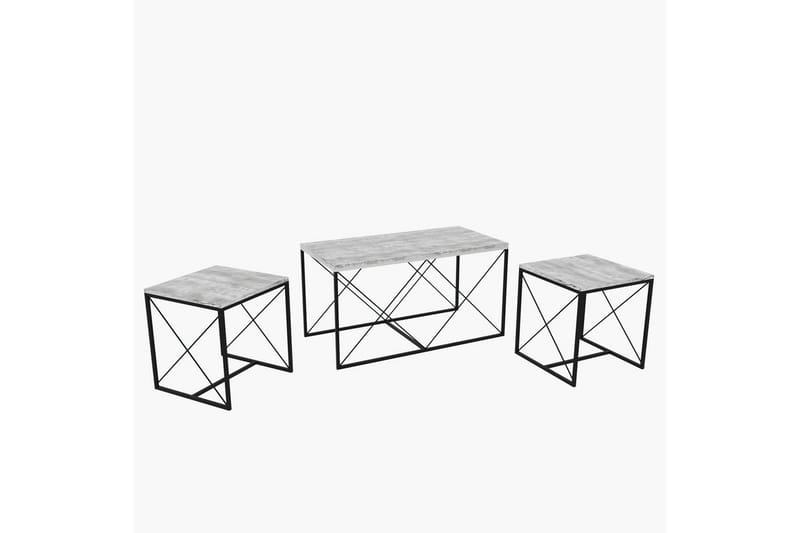 Settborder Sofabordsett Defneia Ljusgrå,Svart - Møbler - Bord - Sofabord