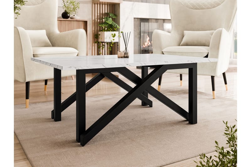 Seyloren Sofabord 100 cm - Hvit/Svart - Møbler - Bord - Sofabord