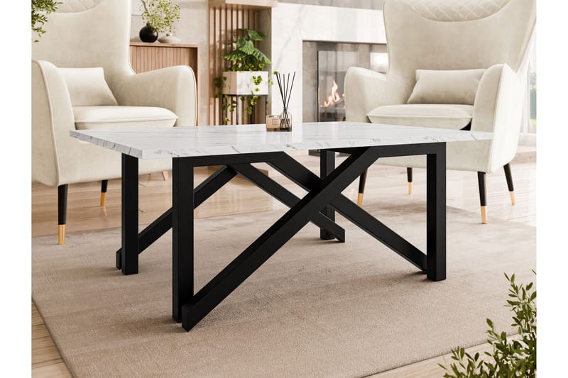 Seyloren Sofabord 100 cm - Hvit/Svart - Møbler - Bord - Sofabord