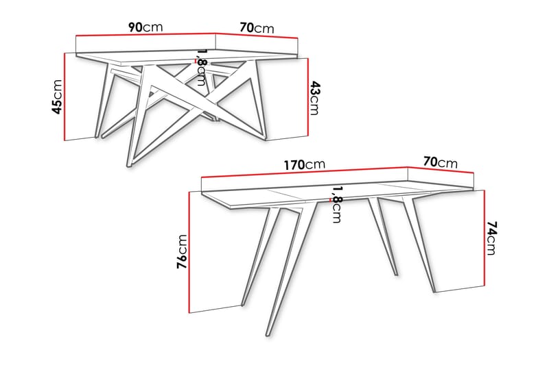 Seyloren Sofabord 90 cm - Svart/Hvit - Møbler - Bord - Sofabord