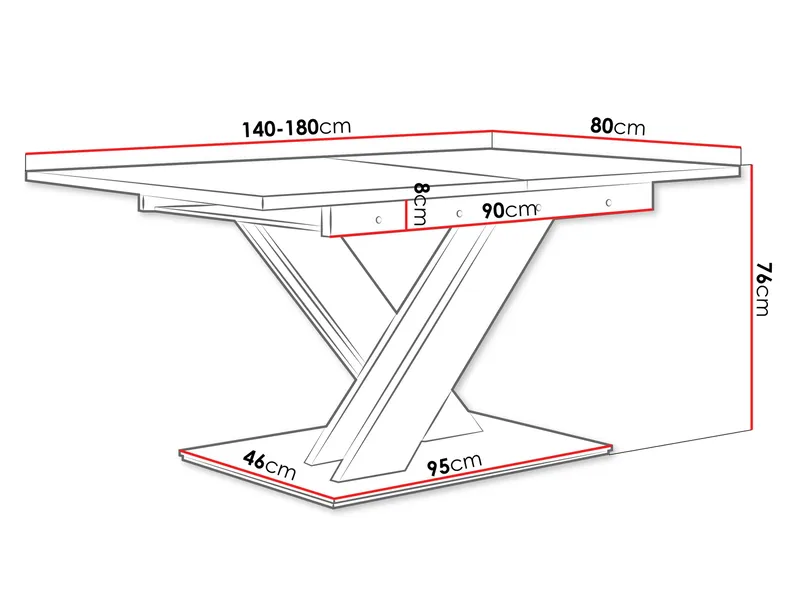 Shea Förlängningsbart Spisebord 140-180 cm Rektangulær - Hvit - Møbler - Bord - Spisebord & kjøkkenbord