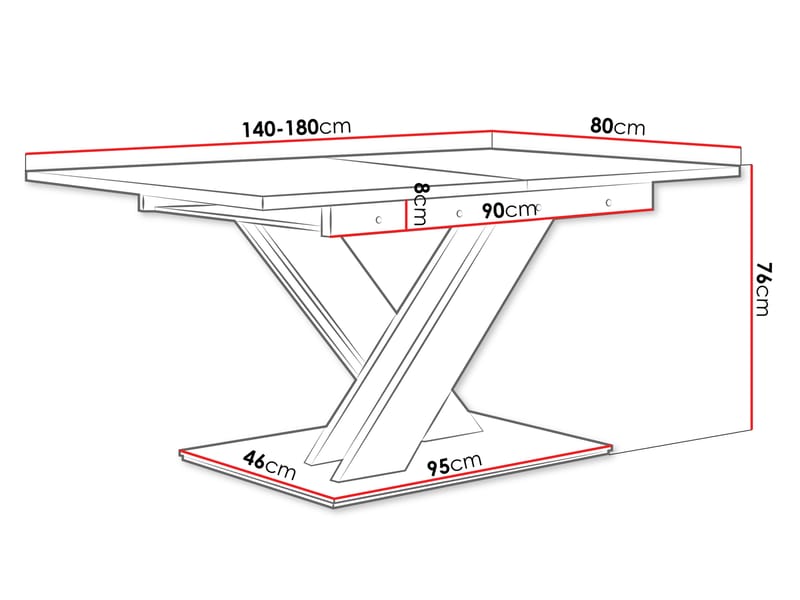 Shea Förlängningsbart Spisebord 140-180 cm Rektangulær - Svart - Møbler - Bord - Spisebord & kjøkkenbord