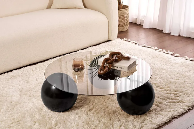 Sibas Sofabord 85 cm, Svart/bronse