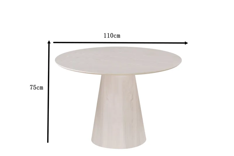 Siena Lite Spisebord Rundt 110 cm Finer - Hvitpigmentert - Møbler - Bord - Spisebord & kjøkkenbord