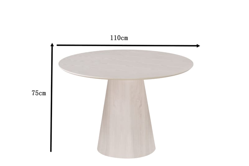 Siena Matbord Runt 110cm Whitewash - Møbler - Bord - Spisebord & kjøkkenbord