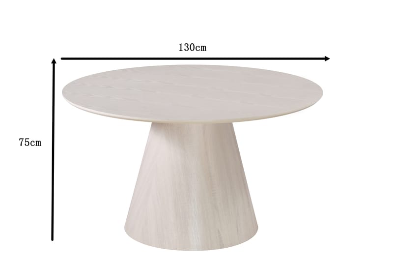 Siena Matbord Runt 130cm Whitewash - Møbler - Bord - Spisebord & kjøkkenbord