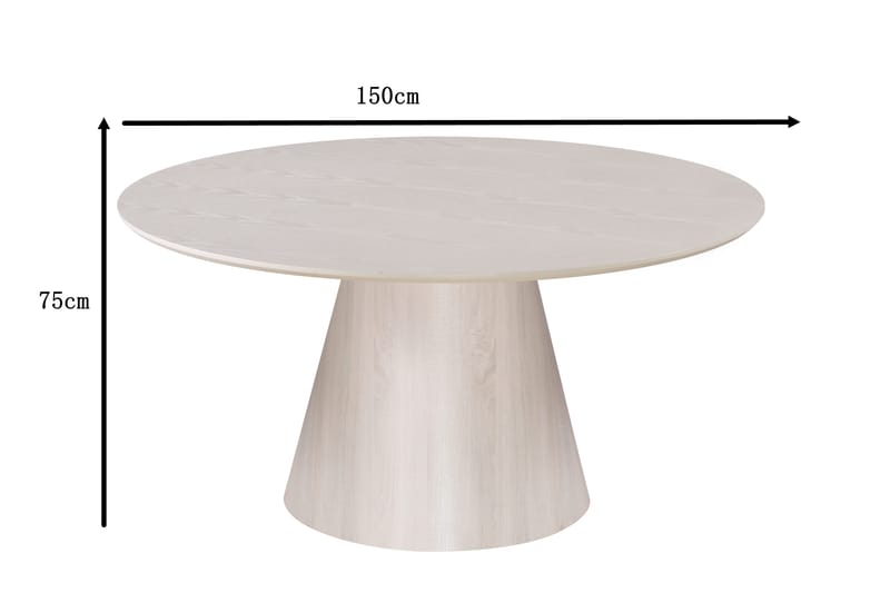 Siena Matbord Runt 150cm Whitewash - Møbler - Bord - Spisebord & kjøkkenbord
