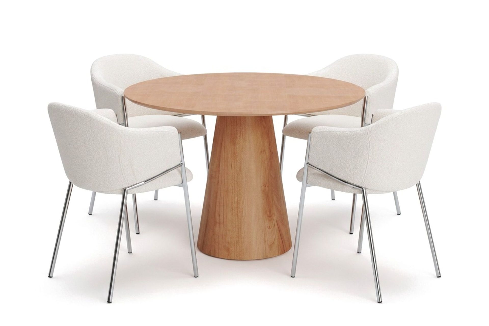 Siena rund spisegruppe 110 cm med 4 Filip-spisestoler - Eik