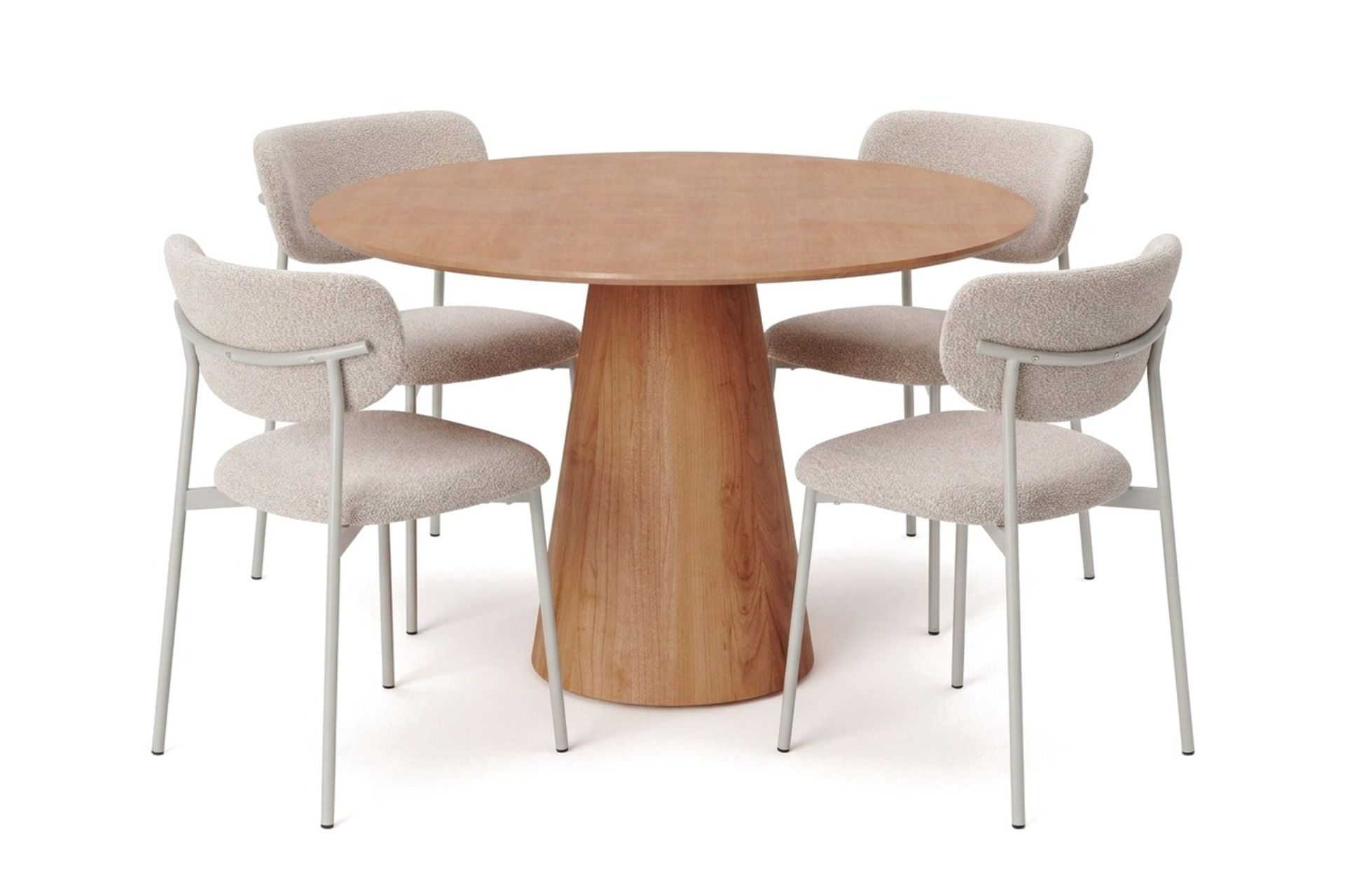 Siena rund spisegruppe 110 cm med 4 Lucy spisestoler - Eik