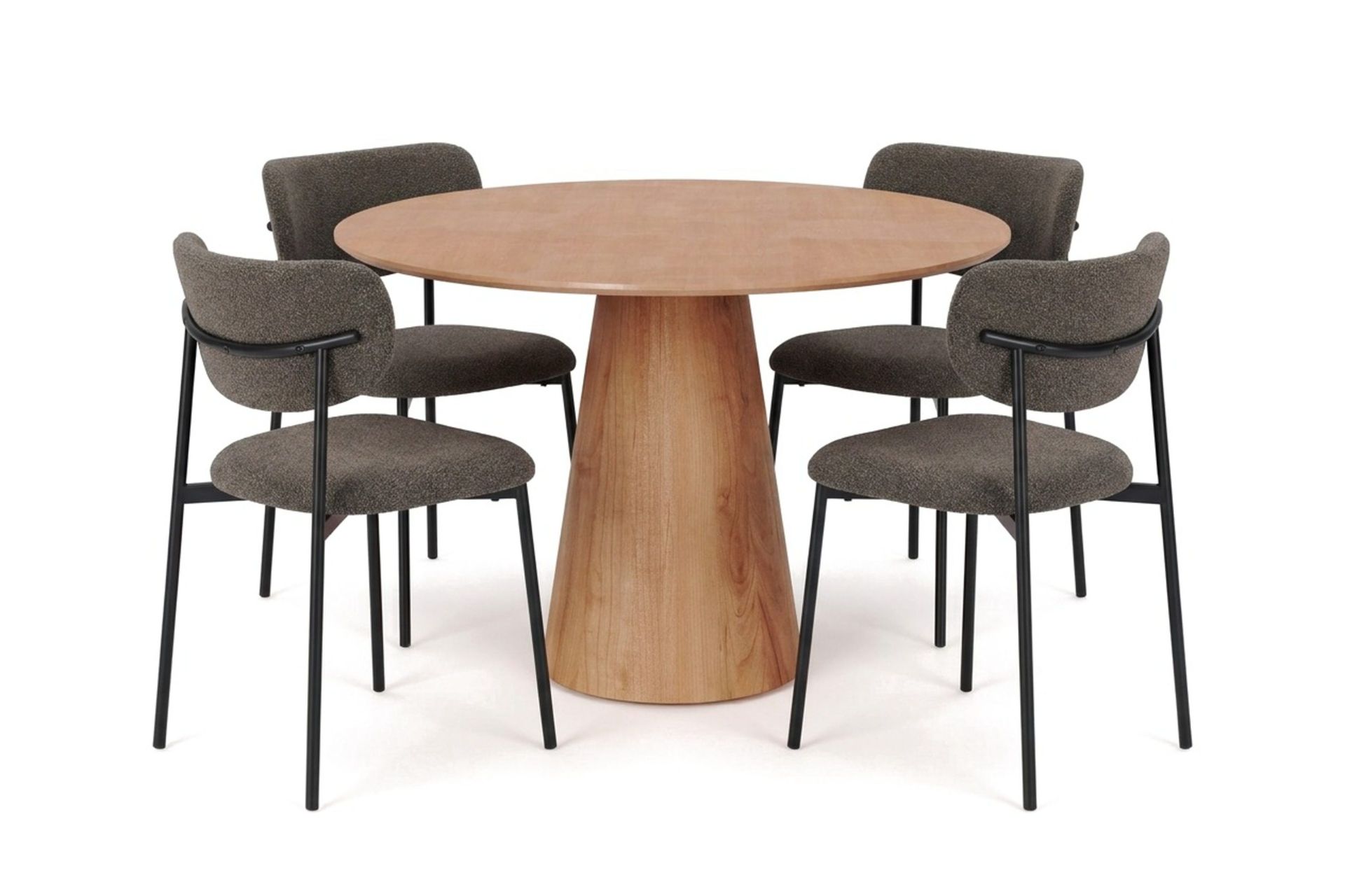 Siena rund spisegruppe 110 cm med 4 Lucy spisestoler - Eik