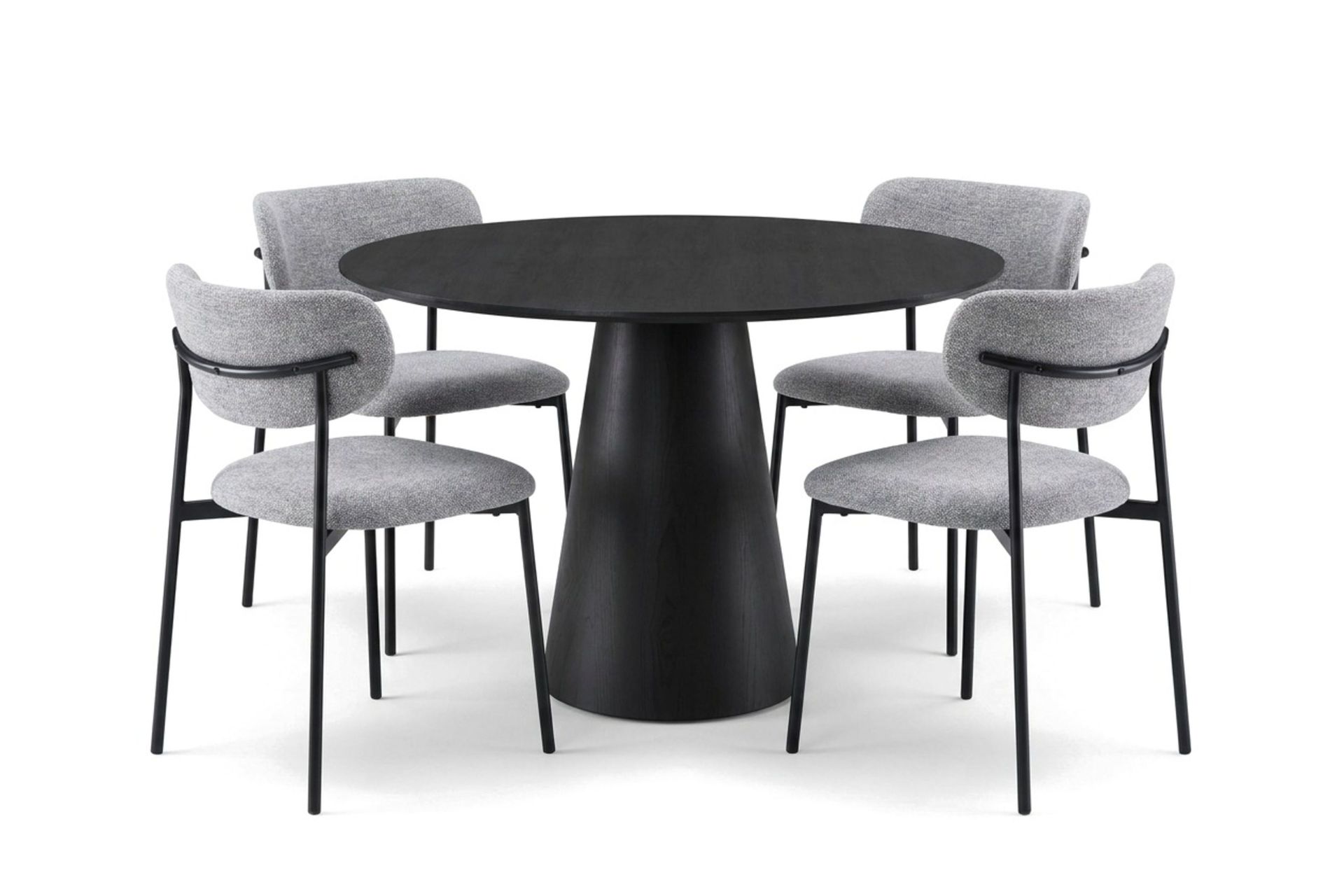 Siena rund spisegruppe 110 cm med 4 Lucy spisestoler - Svartbeiset eik
