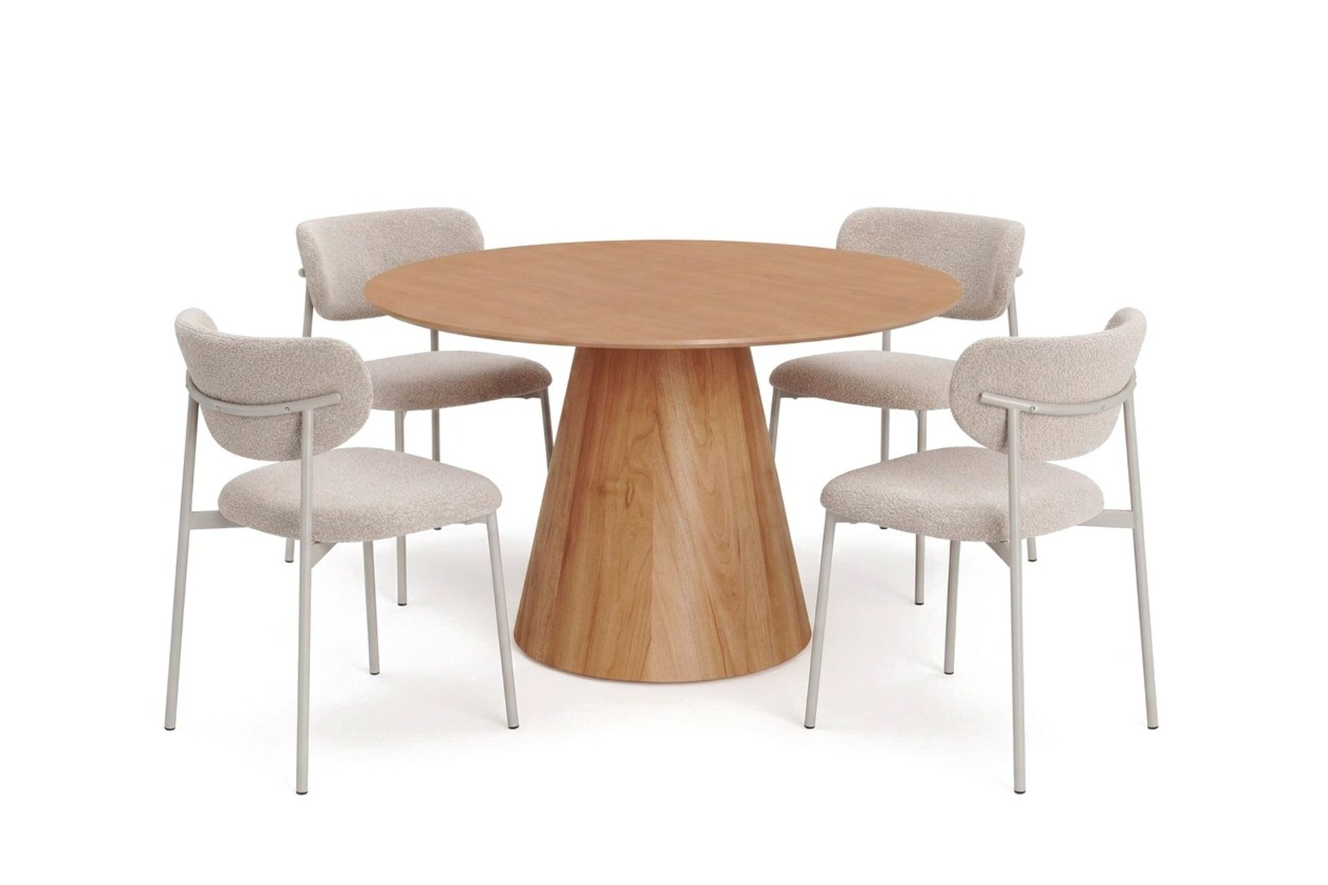 Siena rund spisegruppe 130 cm med 6 Lucy spisestoler - Eik