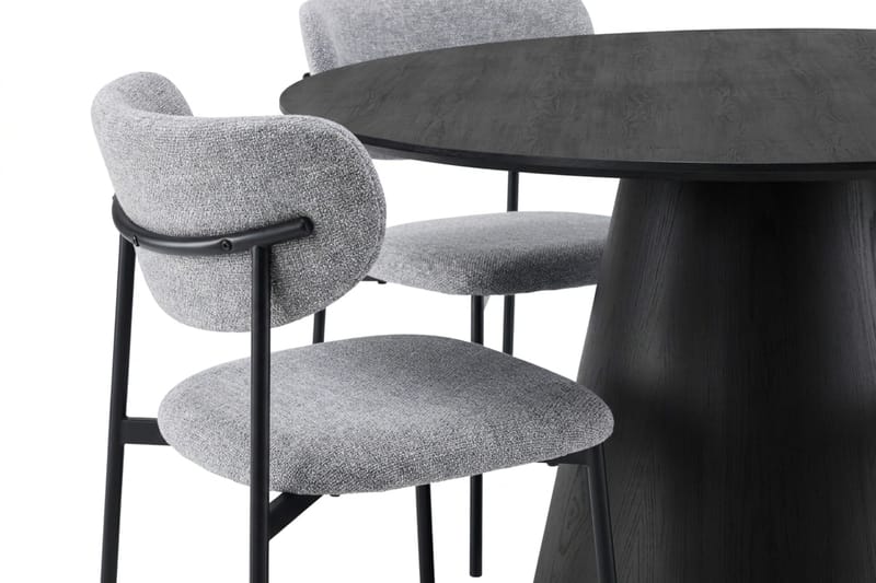 Siena rund spisegruppe 130 cm med 6 Lucy spisestoler - Svartbeiset eik - Møbler - Bord - Spisegrupper