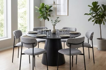 Siena rund spisegruppe 130 cm med 6 Lucy spisestoler - Svartbeiset eik - Møbler - Bord - Spisegrupper