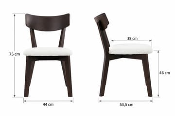 Siena Rundt Spisegruppe 150 cm – Spisebord med 6 Amelia Spisestoler med Pute i Tre med Røkt Eik-utseende - Mørkebrun - Møbler - Bord - Spisegrupper