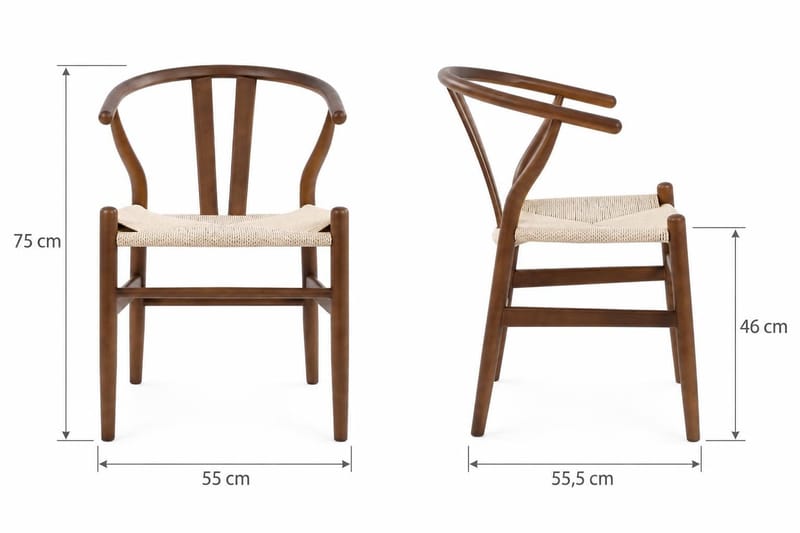 Siena Rundt Spisegruppe 150 cm – Spisebord med 6 Dastoori Spisestoler i Tre med Valnøttutseende - Brun - Møbler - Bord - Spisegrupper