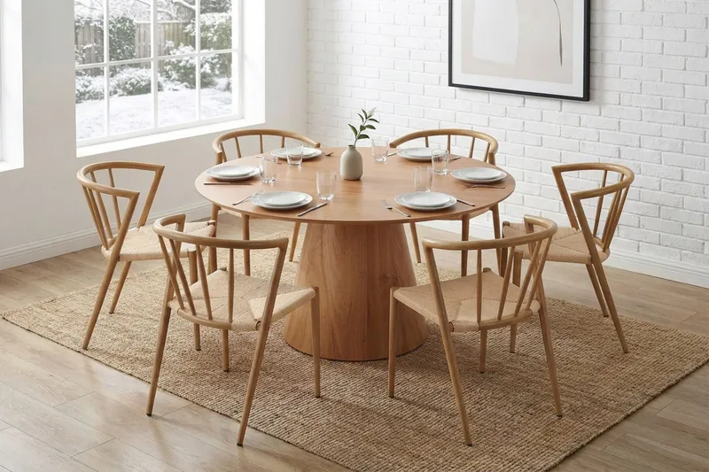 Siena Spisebord Rundt 130 cm Finér - Eik - Møbler - Bord - Spisebord & kjøkkenbord