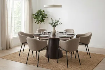 Siena Spisebord Rundt 130 cm Finér - Mørkebrun røkt eik - Møbler - Bord - Spisebord & kjøkkenbord