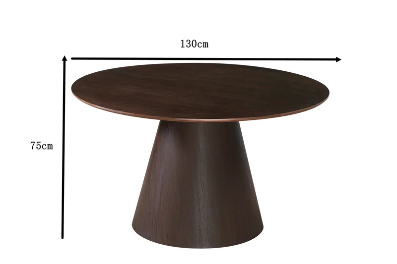 Siena Spisebord Rundt 130 cm Finér - Røkt eik - Møbler - Bord - Spisebord & kjøkkenbord