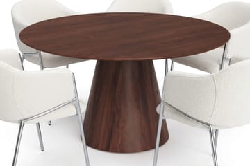 Siena spisegruppe, rund 150 cm, med 6 Filip spisestoler - Valnøtt - Møbler - Bord - Spisegrupper