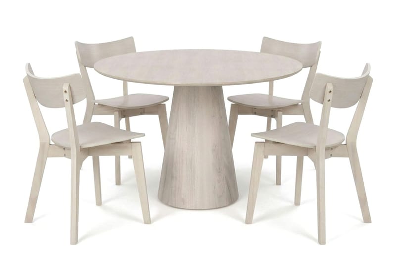 Siena Spisegruppe 110 cm rund hvitlasert med 4 Amelia spisestoler - Hvitlasert - Møbler - Bord - Spisegrupper