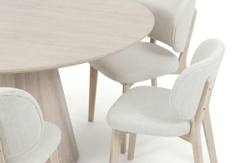 Siena Spisegruppe 110 cm rund hvitlasert med 4 Eira spisestoler - Hvitlasert - Møbler - Bord - Spisegrupper