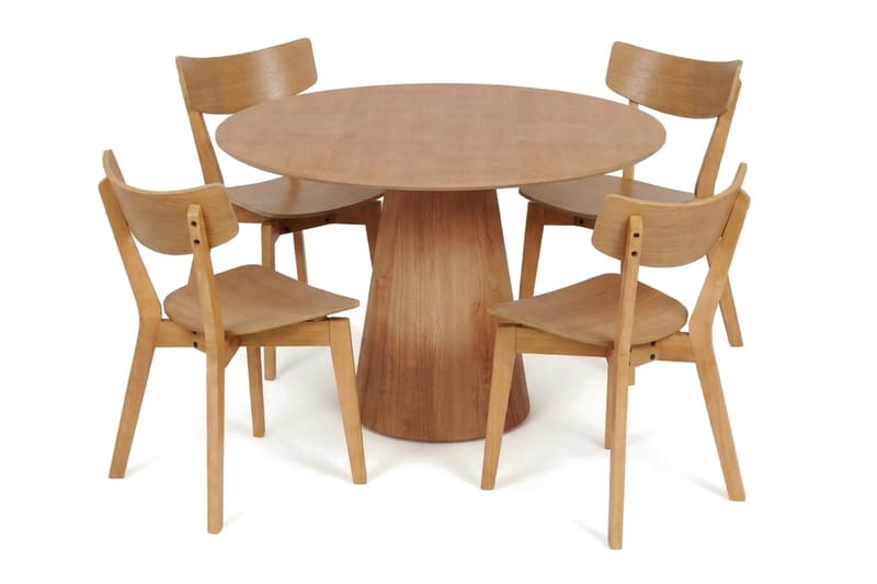 Siena Spisegruppe 110 cm rund i eik med 4 Amelia spisestoler - Eik - Møbler - Bord - Spisegrupper