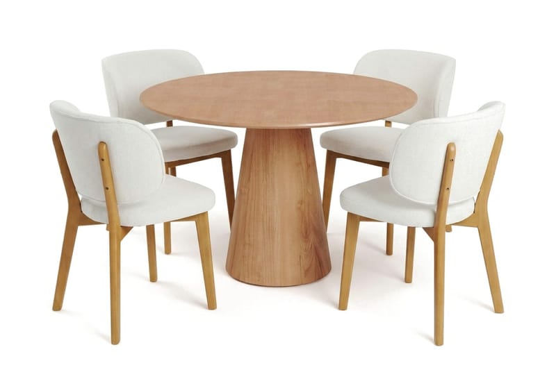 Siena spisegruppe 110 cm rund i eik med 4 Eira spisestoler, Eik