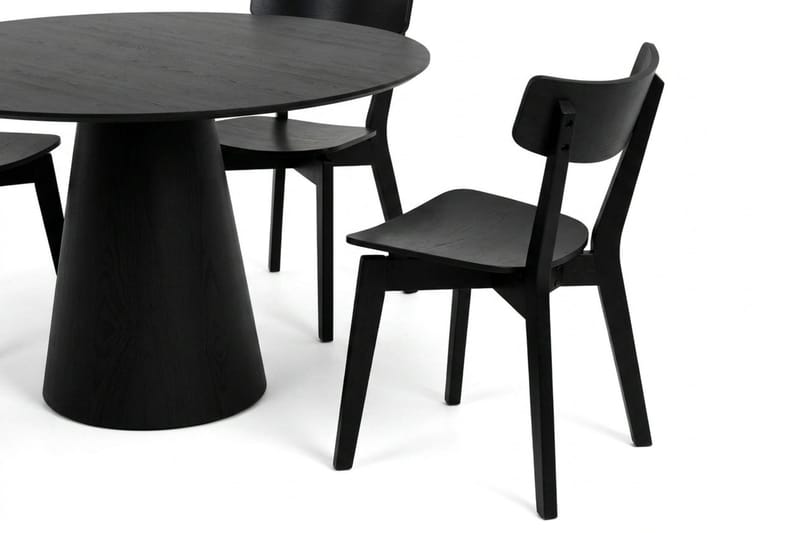 Siena Spisegruppe 110 cm rund i svart med 4 Amelia spisestoler - Svart - Møbler - Bord - Spisegrupper