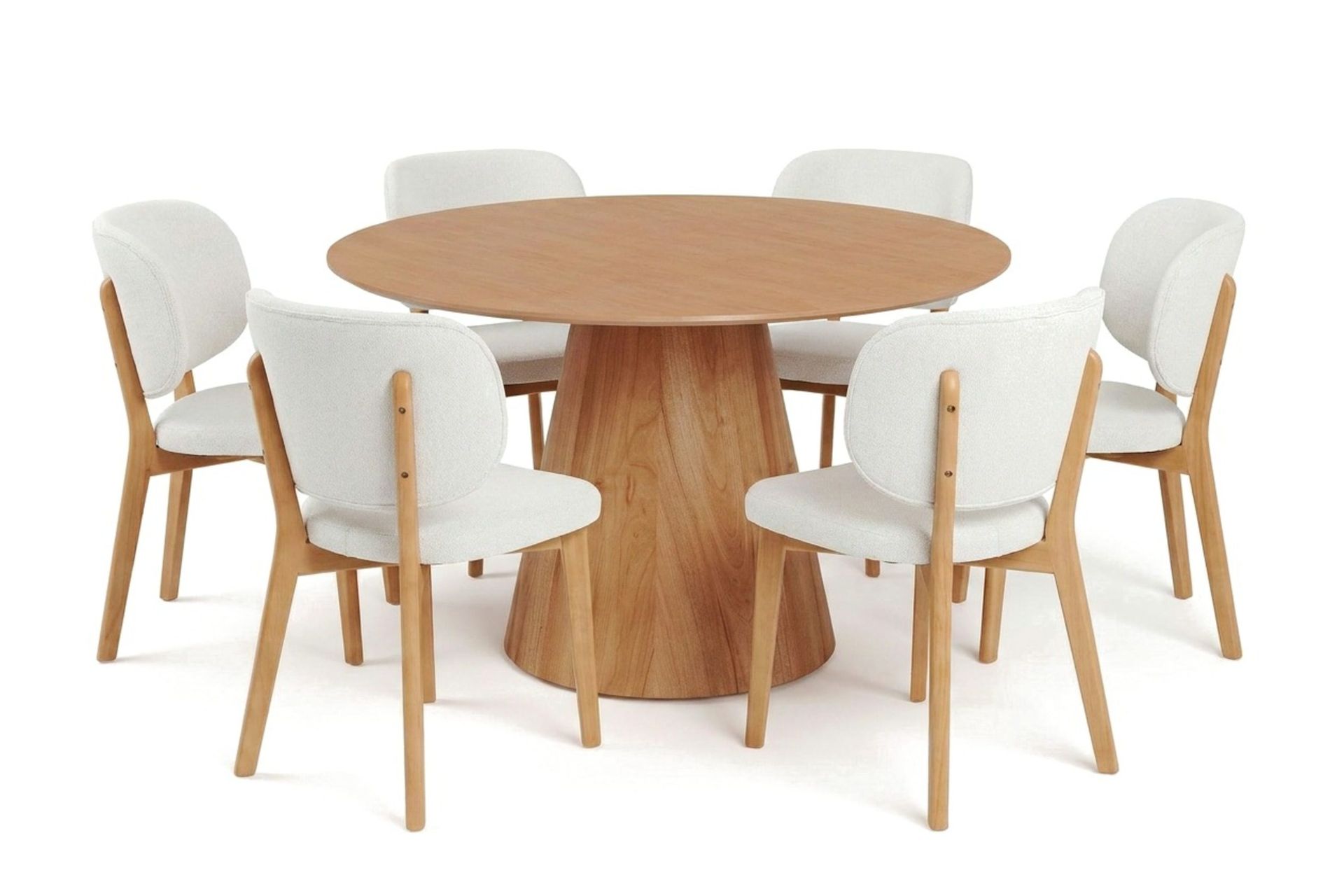Siena Spisegruppe 130 cm rund i eik med 6 Eira spisestoler - Eik