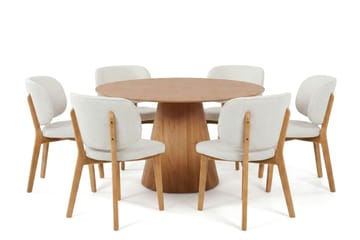 Siena Spisegruppe 130 cm rund i eik med 6 Eira spisestoler - Eik - Møbler - Bord - Spisegrupper