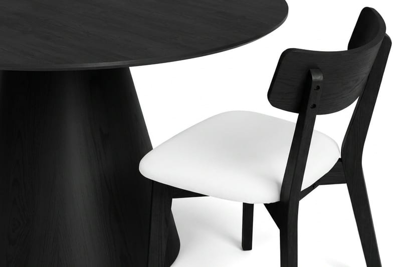 Siena spisegruppe 130 cm rund i svart med 6 Amelia spisestoler med pute - Svart/Beige - Møbler - Bord - Spisegrupper