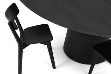 Siena Spisegruppe 130 cm rund i svart med 6 Amelia spisestoler - Svartbeiset eik - Møbler - Bord - Spisegrupper