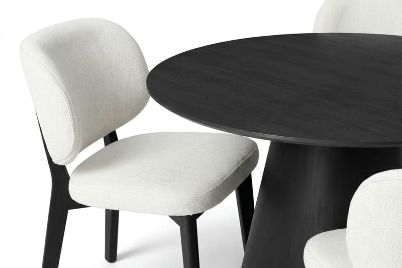 Siena Spisegruppe 130 cm rund i svart med 6 Eira spisestoler - Svartbeiset eik - Møbler - Bord - Spisegrupper