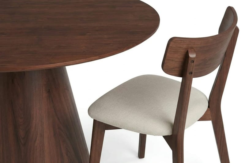 Siena spisegruppe 130 cm rund i valnøtt med 6 Amelia spisestoler med pute - Valnøtt/Beige - Møbler - Bord - Spisegrupper