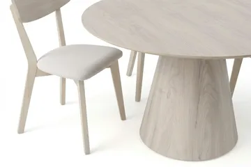 Siena spisegruppe 150 cm rund hvitlasert med 6 Amelia spisestoler med pute - Hvitbeiset eik - Møbler - Bord - Spisegrupper