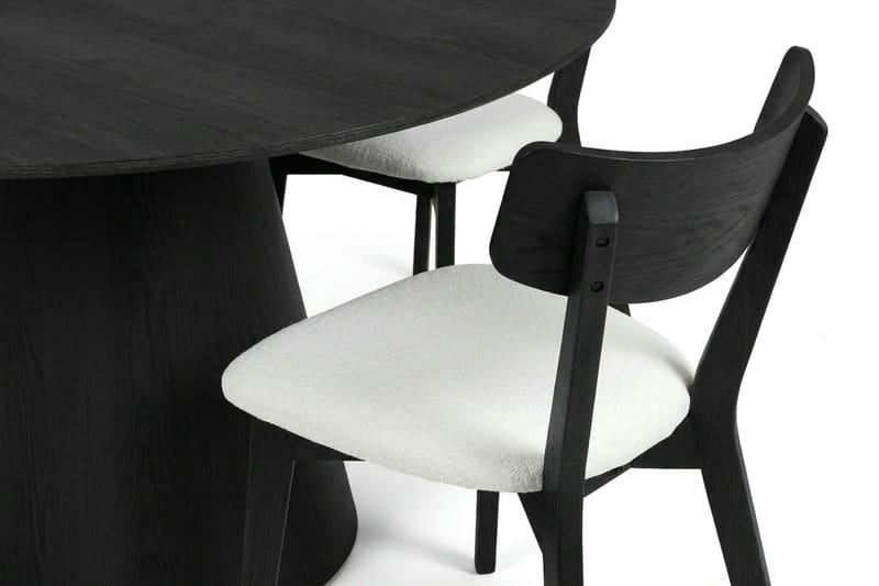 Siena spisegruppe 150 cm rund i svart med 6 Amelia spisestoler med pute - Svart/Beige - Møbler - Bord - Spisegrupper