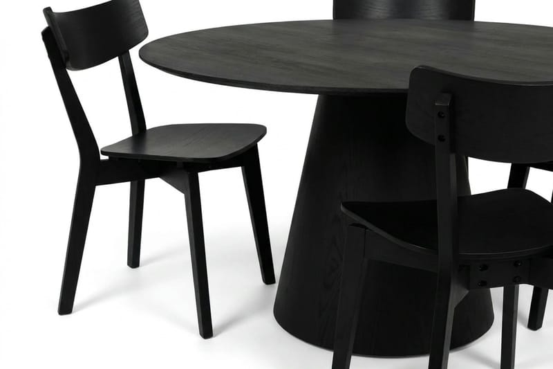 Siena spisegruppe 150 cm rund i svart med 6 Amelia spisestoler - Svart - Møbler - Bord - Spisegrupper