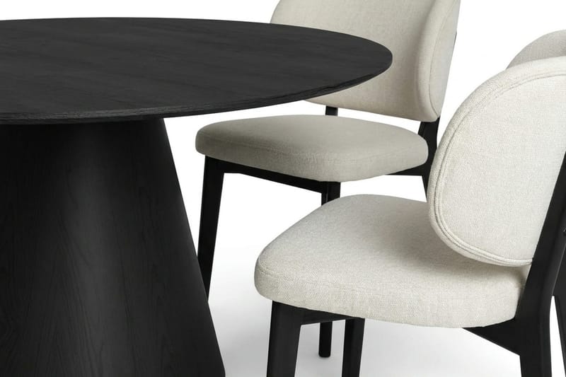 Siena Spisegruppe 150 cm rund i svart med 6 Eira spisestoler - Svart - Møbler - Bord - Spisegrupper