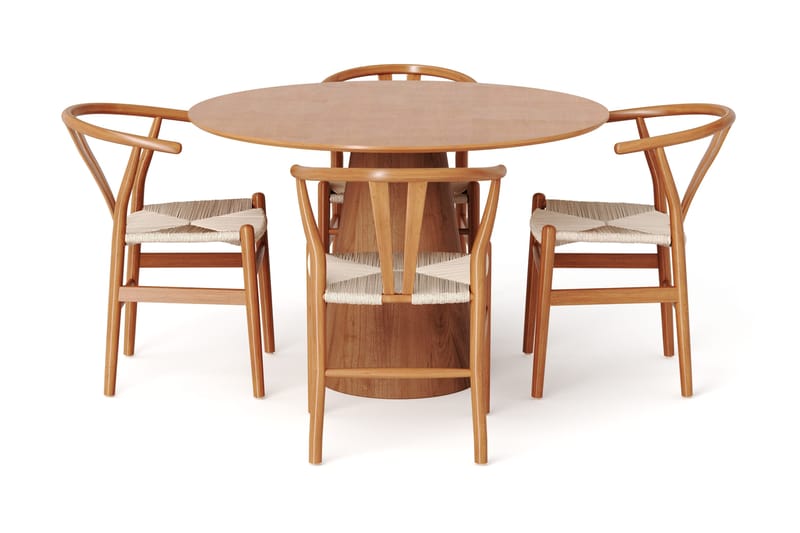 Siena Spisegruppe rund 110 cm Eik med 4 Dastoori spisestoler - Eik - Møbler - Bord - Spisegrupper