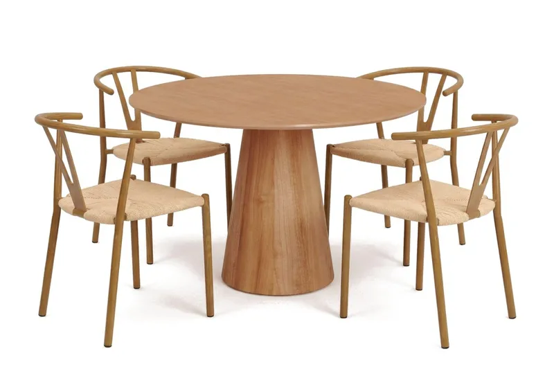 Siena spisegruppe rund 110 cm eik med 4 Elysia spisestoler, Eik