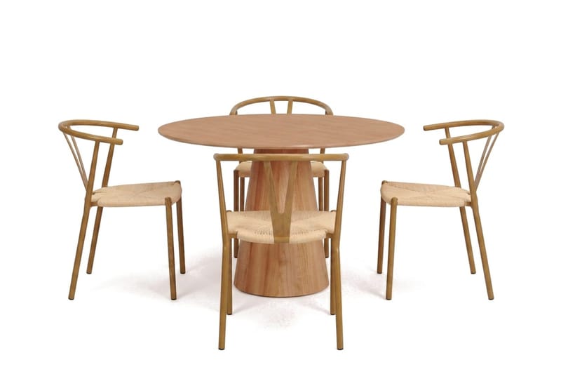 Siena spisegruppe rund 110 cm eik med 4 Elysia spisestoler - Eik - Møbler - Bord - Spisegrupper