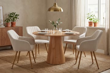 Siena spisegruppe rund 110 cm eik med 4 Filippa spisestoler - Eik - Møbler - Bord - Spisegrupper