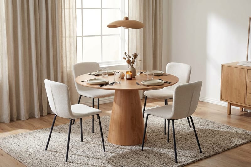 Siena spisegruppe rund 110 cm eik med 4 Katy spisestoler - Eik - Møbler - Bord - Spisegrupper