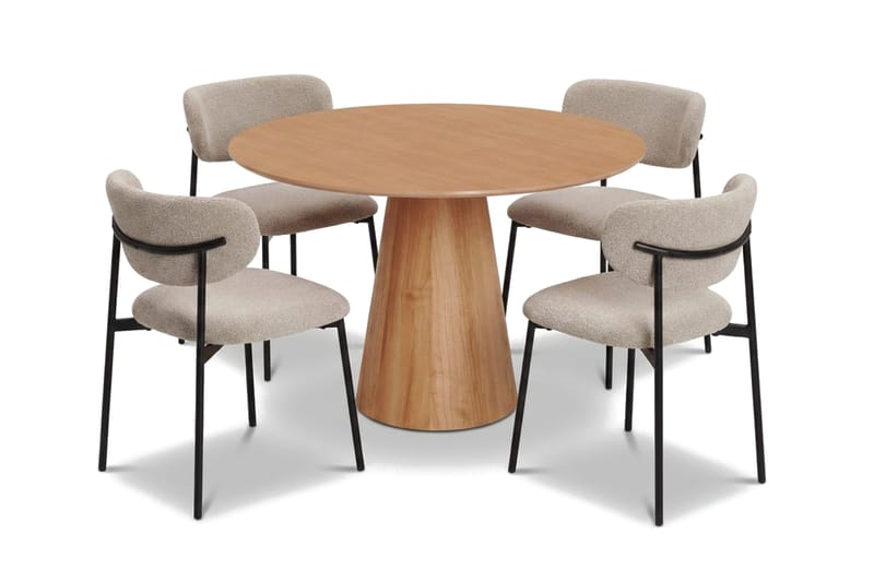Siena spisegruppe rund 110 cm eik med 4 Lucy spisestoler - Eik - Møbler - Bord - Spisegrupper