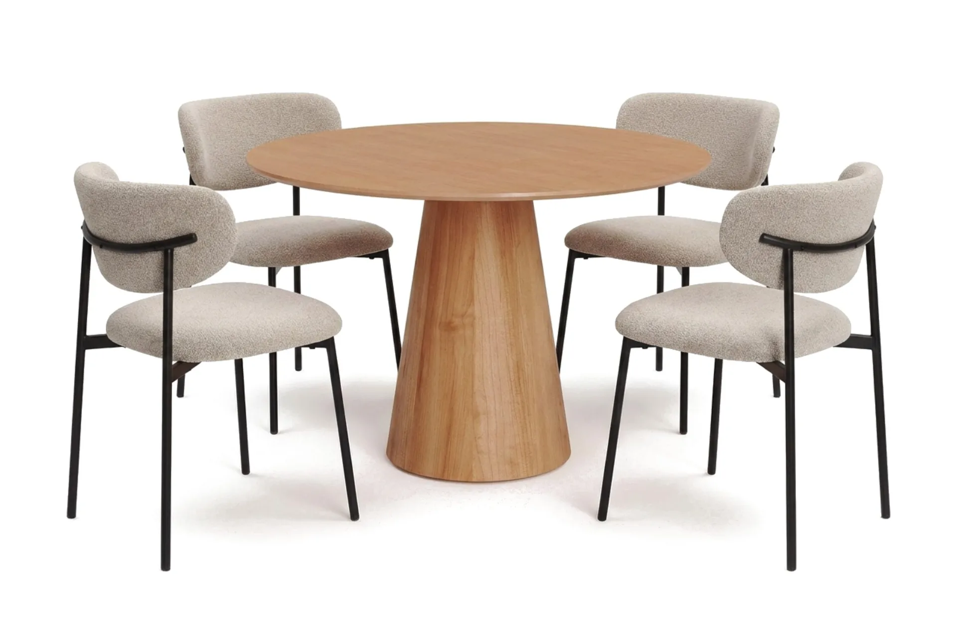 Siena spisegruppe rund 110 cm eik med 4 Lucy spisestoler - Eik