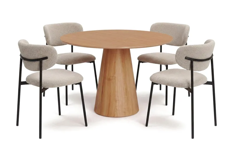Siena spisegruppe rund 110 cm eik med 4 Lucy spisestoler - Eik - Møbler - Bord - Spisegrupper